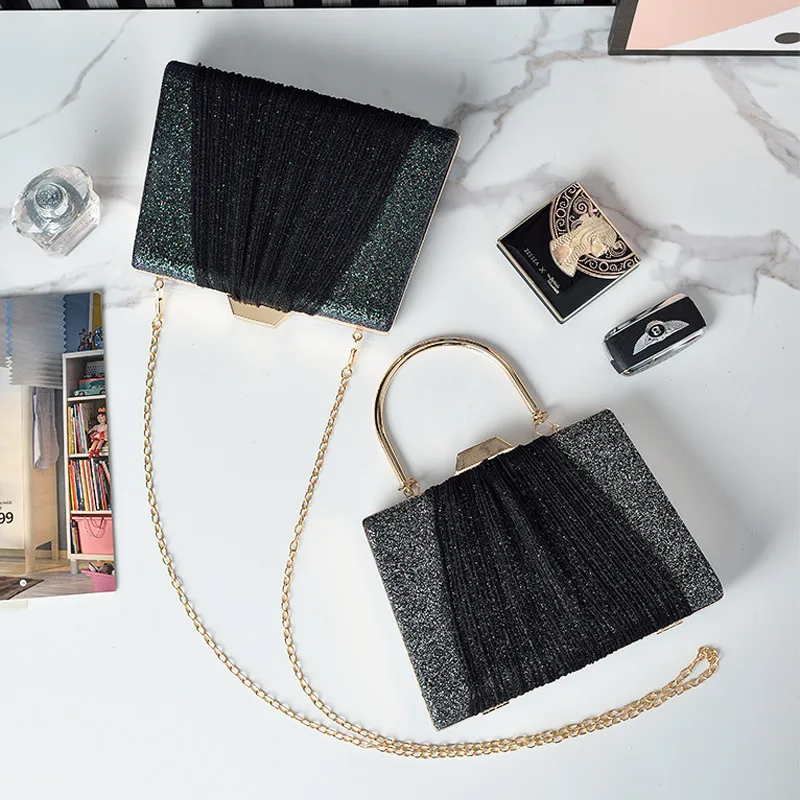 Glitter Drape Pleat Evening Clutch Bag detail 4