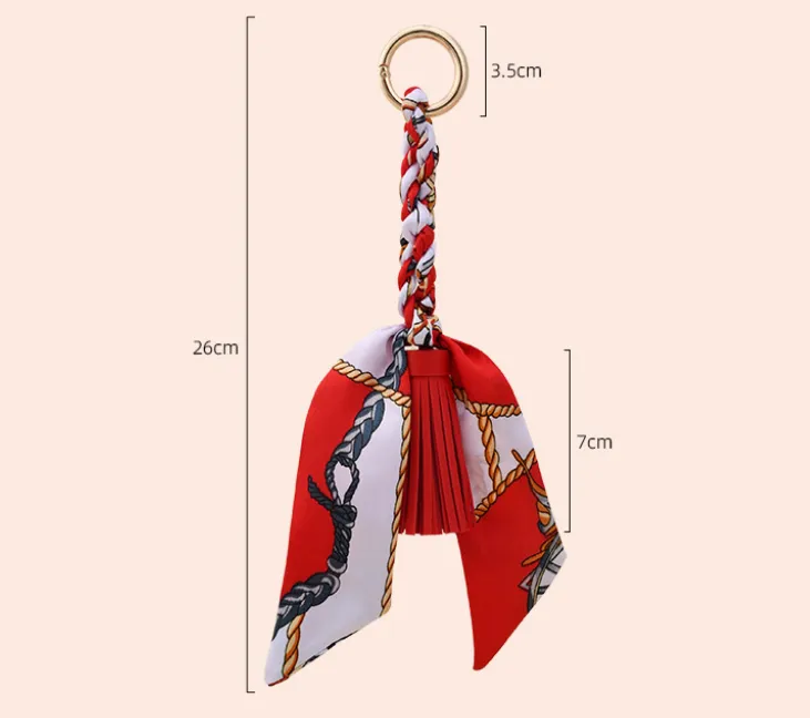 Leather Bow Tassel Bag Charm detail 9
