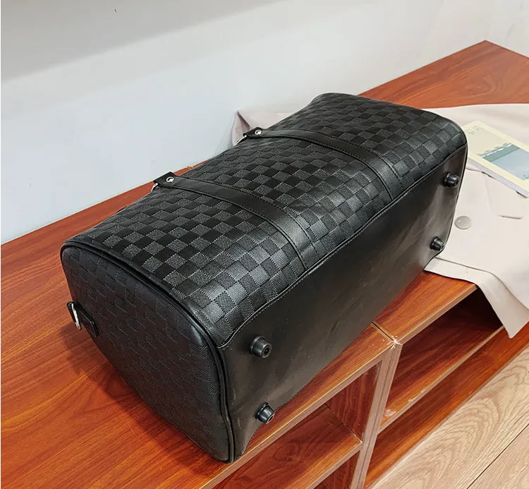 Plaid Embossed PU Leather Sports Travel Bag detail 6