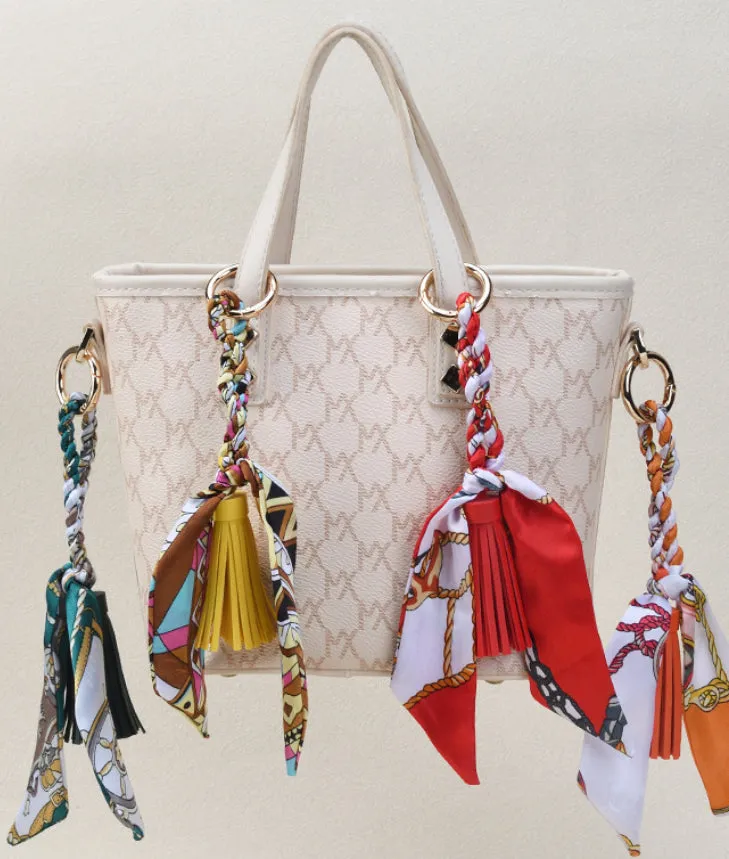 Leather Bow Tassel Bag Charm detail 10
