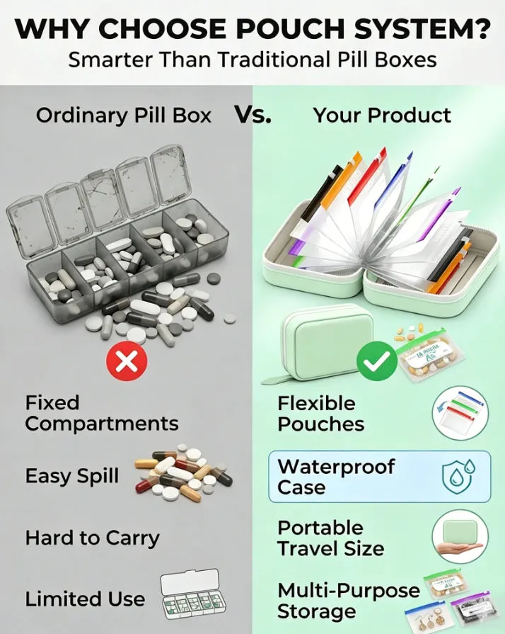 Portable Travel Pill Organizer Case detail 1