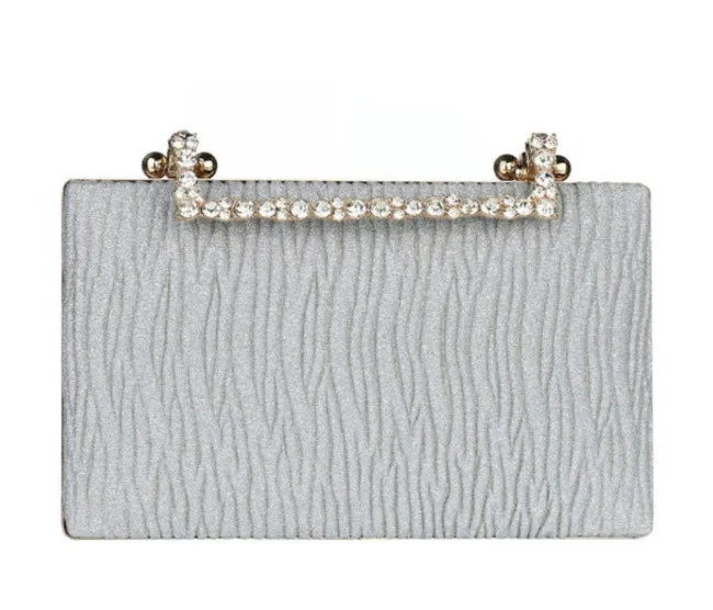 Pleated Diamond Oxford Cloth Evening Clutch detail 1