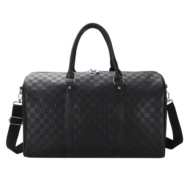 Plaid Embossed PU Leather Sports Travel Bag detail 1