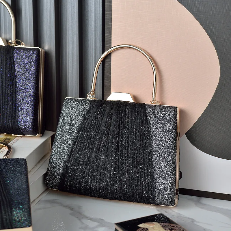 Glitter Drape Pleat Evening Clutch Bag detail 5