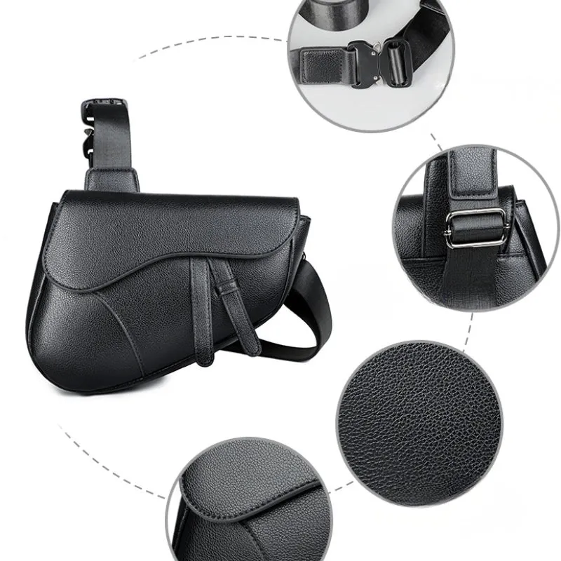 Soft Curve Textured Men's Crossbody saddle Bag detail 13