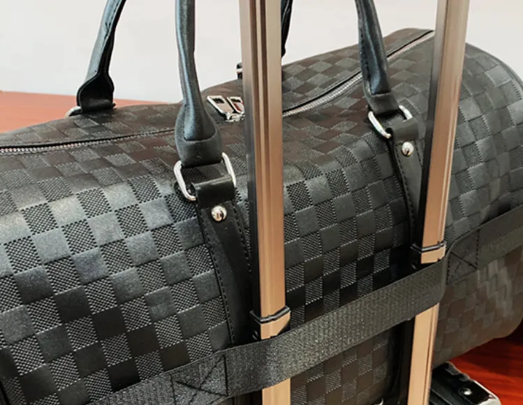 Plaid Embossed PU Leather Sports Travel Bag detail 13