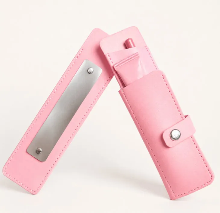 PU Leather Makeup Pouch with Mirror detail 1