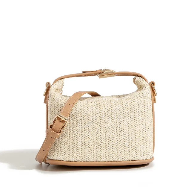Straw Woven Summer Mini Shoulder Messenger Bag detail 1