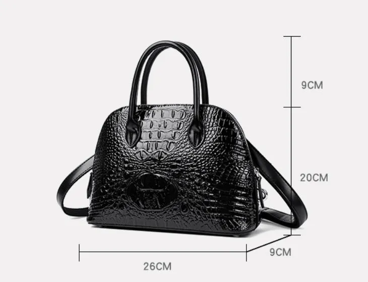 Crocodile Gloss Classic Handbag detail 12