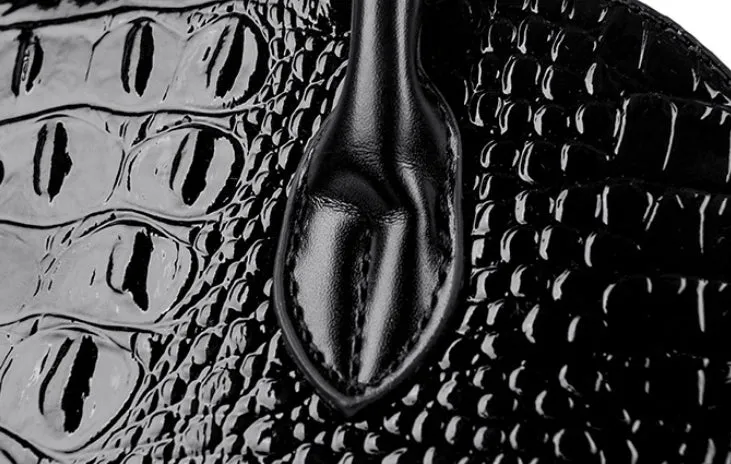 Crocodile Gloss Classic Handbag detail 10