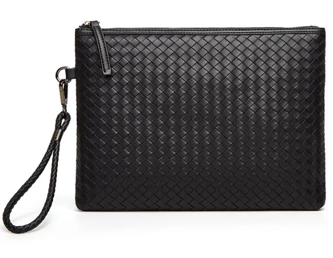 Trendy  Hand-Woven PU Leather Laptop Sleeve detail 1