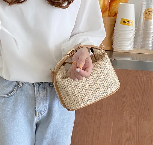 Straw Woven Summer Mini Shoulder Messenger Bag detail 17