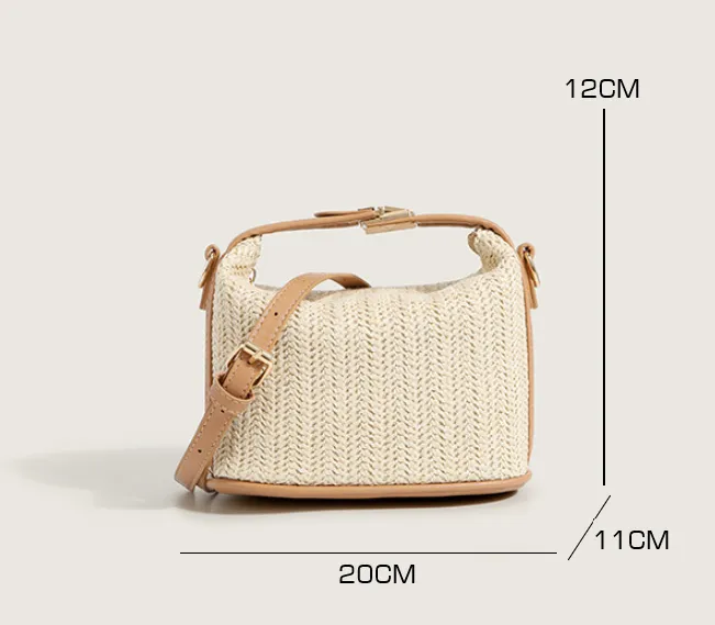 Straw Woven Summer Mini Shoulder Messenger Bag detail 16