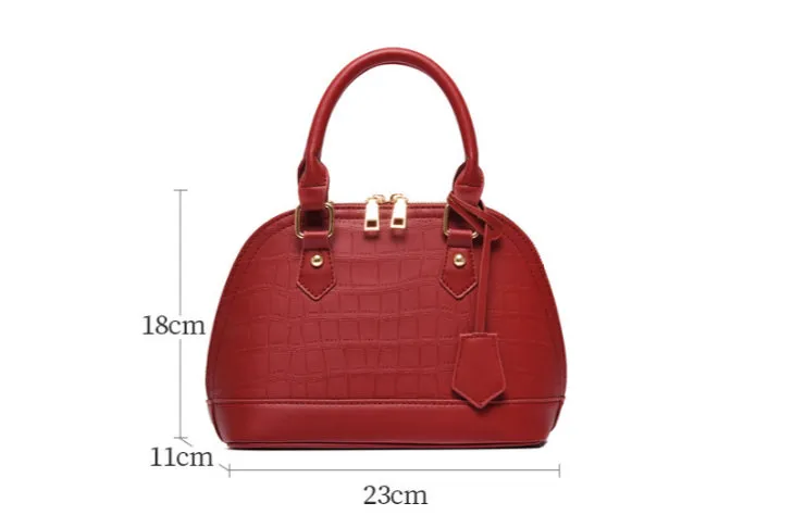 Crocodile Texture Classic Handbag detail 11
