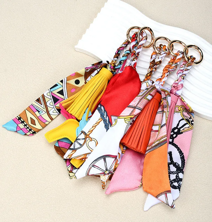 Leather Bow Tassel Bag Charm detail 3