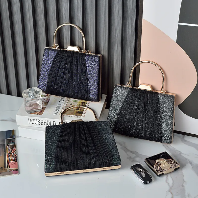 Glitter Drape Pleat Evening Clutch Bag detail 15