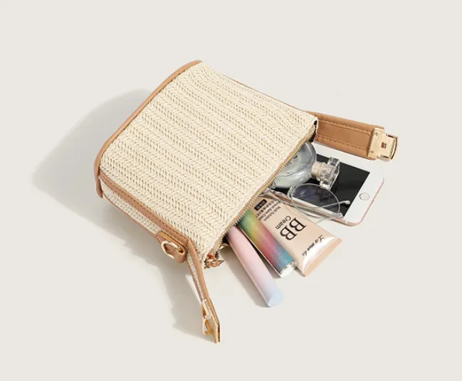 Straw Woven Summer Mini Shoulder Messenger Bag detail 15