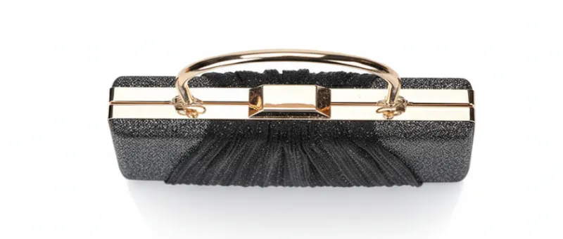 Glitter Drape Pleat Evening Clutch Bag detail 3