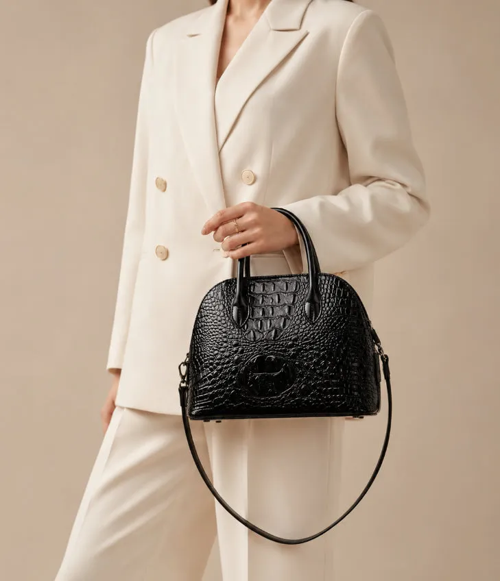 Crocodile Gloss Classic Handbag detail 13