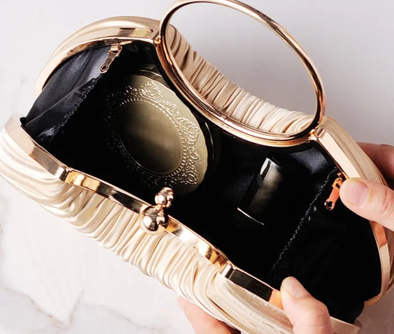 Ruched Ring Handle Clutch For Women detail 8