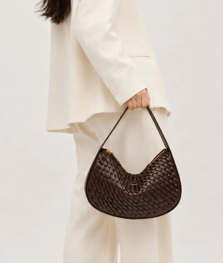 Nerina Woven Crescent Handbag detail 12