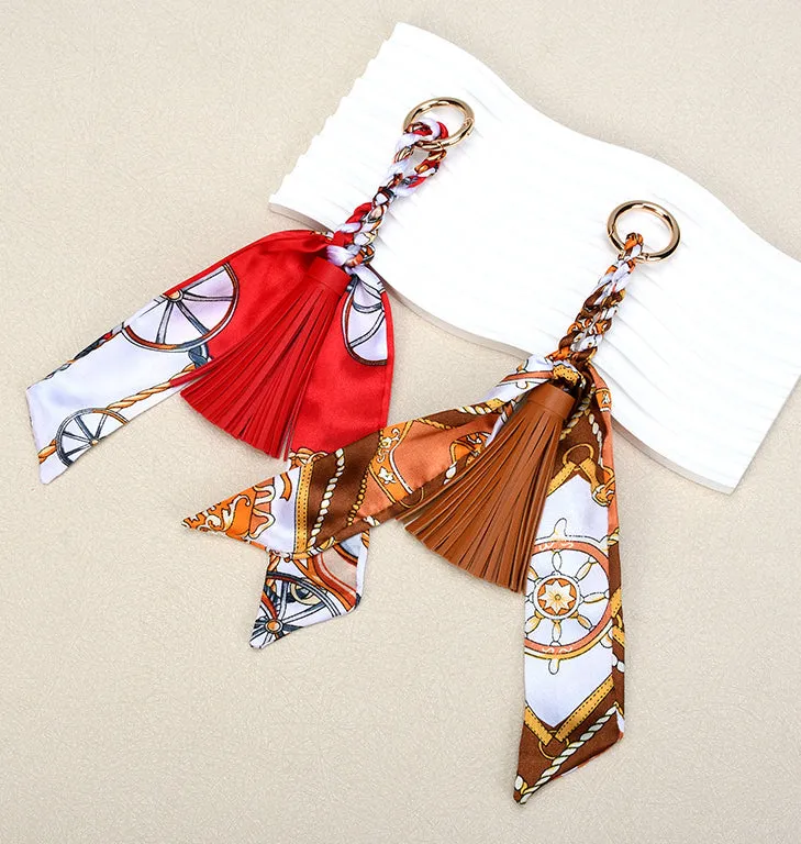 Leather Bow Tassel Bag Charm detail 2
