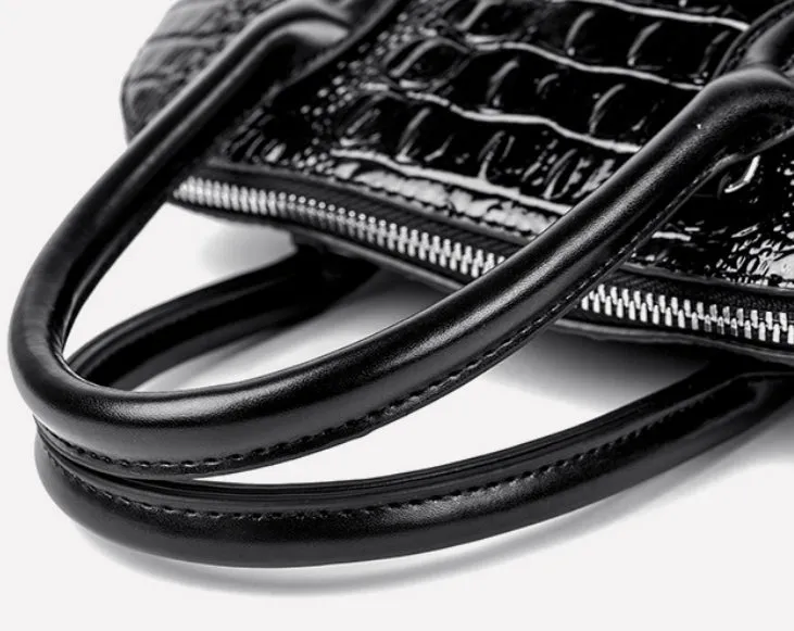 Crocodile Gloss Classic Handbag detail 7