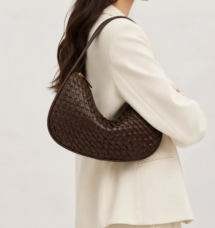 Nerina Woven Crescent Handbag detail 6