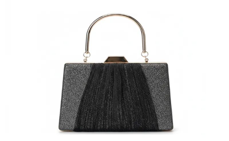 Glitter Drape Pleat Evening Clutch Bag detail 1