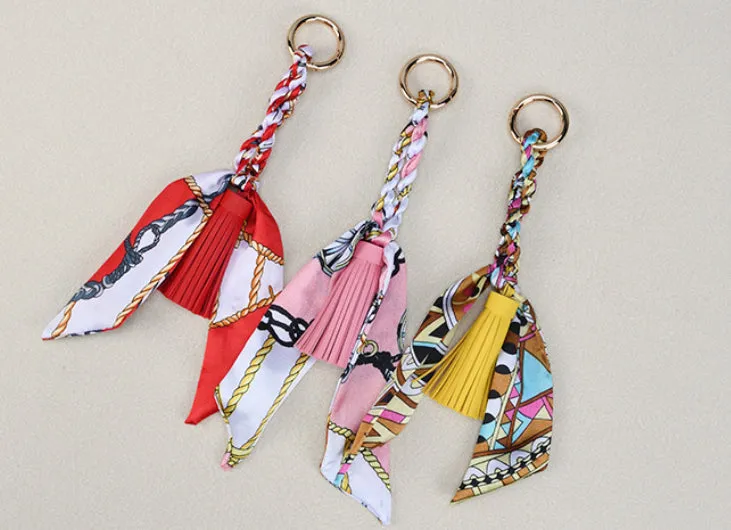 Leather Bow Tassel Bag Charm detail 5