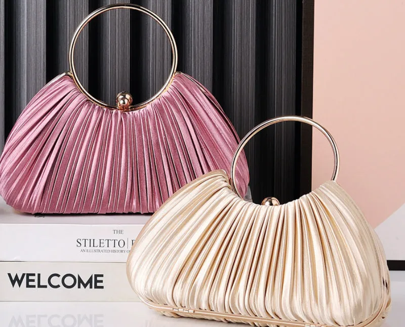 Ruched Ring Handle Clutch For Women detail 13