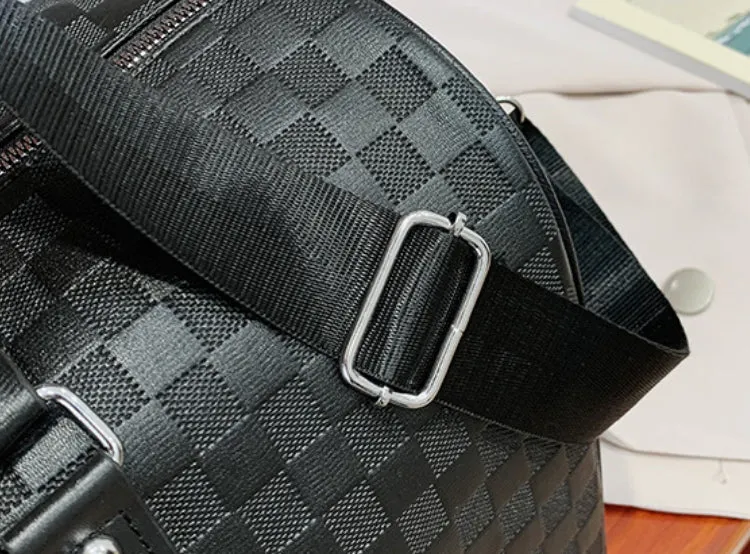 Plaid Embossed PU Leather Sports Travel Bag detail 11