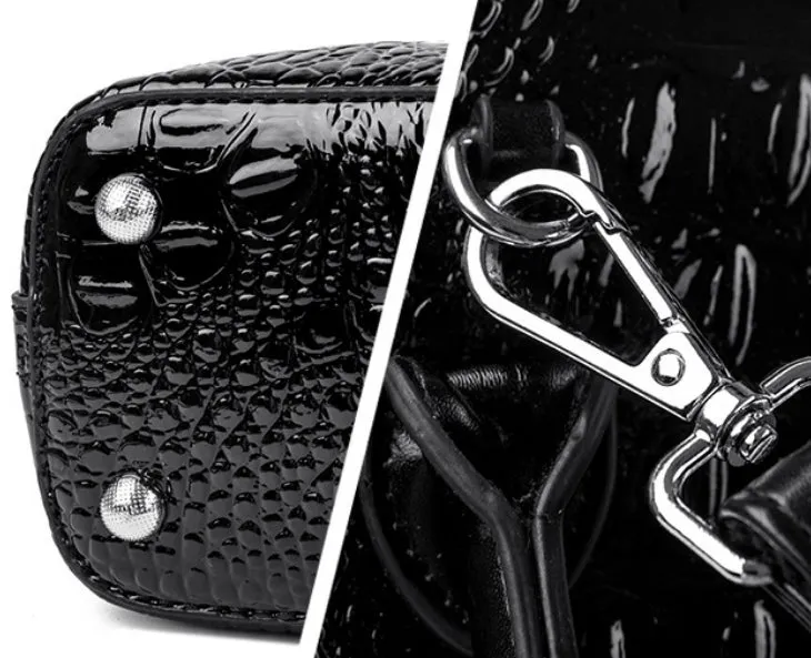 Crocodile Gloss Classic Handbag detail 11