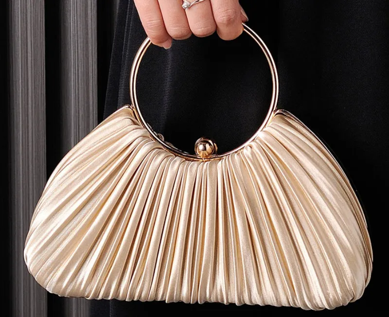 Ruched Ring Handle Clutch For Women detail 9