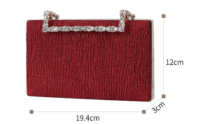 Pleated Diamond Oxford Cloth Evening Clutch detail 13