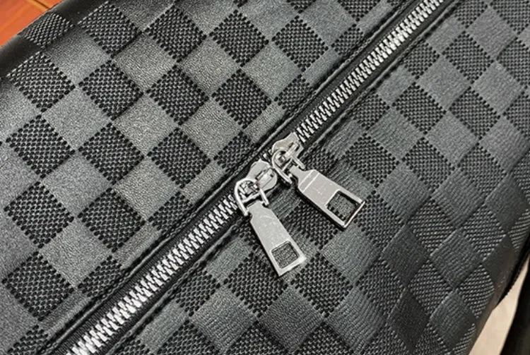 Plaid Embossed PU Leather Sports Travel Bag detail 9