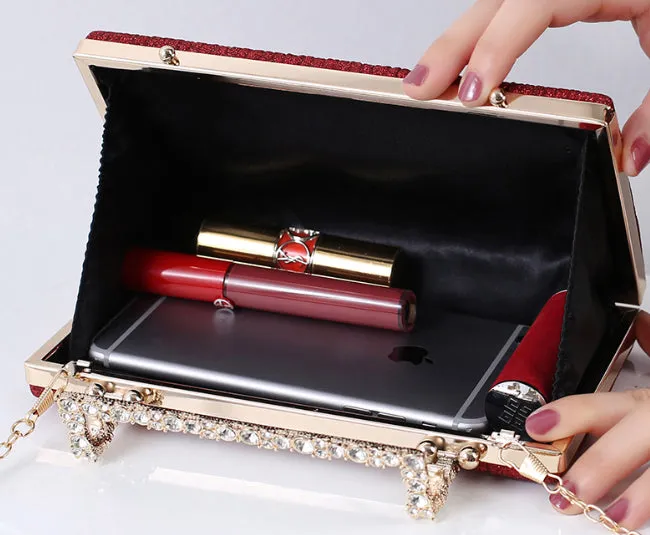 Pleated Diamond Oxford Cloth Evening Clutch detail 12