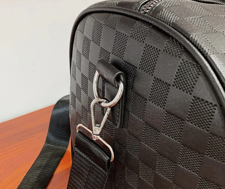 Plaid Embossed PU Leather Sports Travel Bag detail 12