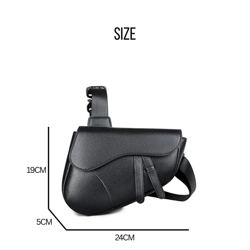Soft Curve Textured Men's Crossbody saddle Bag detail 14