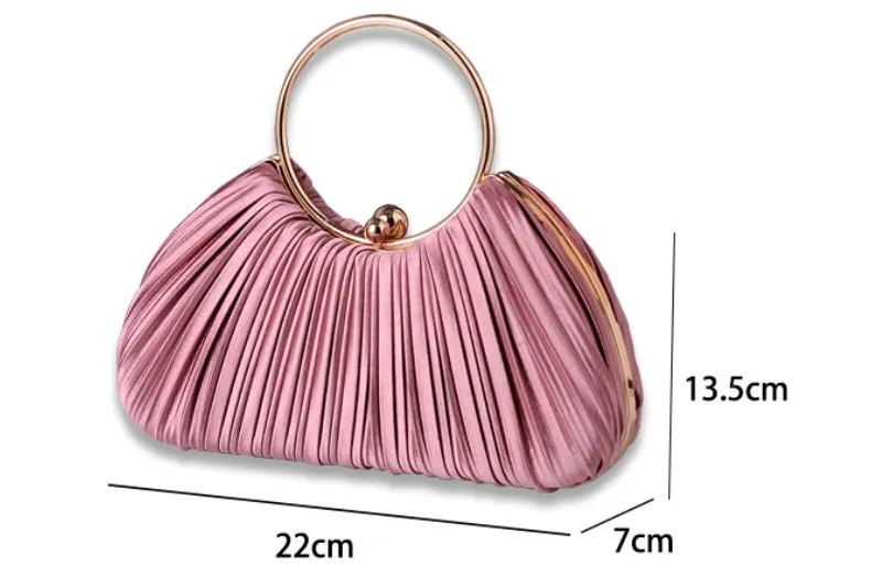 Ruched Ring Handle Clutch For Women detail 11