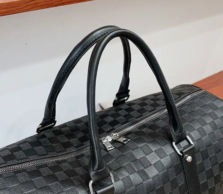 Plaid Embossed PU Leather Sports Travel Bag detail 8