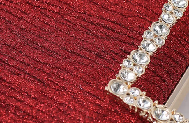 Pleated Diamond Oxford Cloth Evening Clutch detail 7