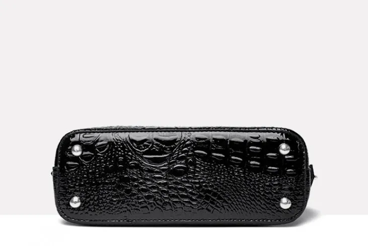 Crocodile Gloss Classic Handbag detail 5