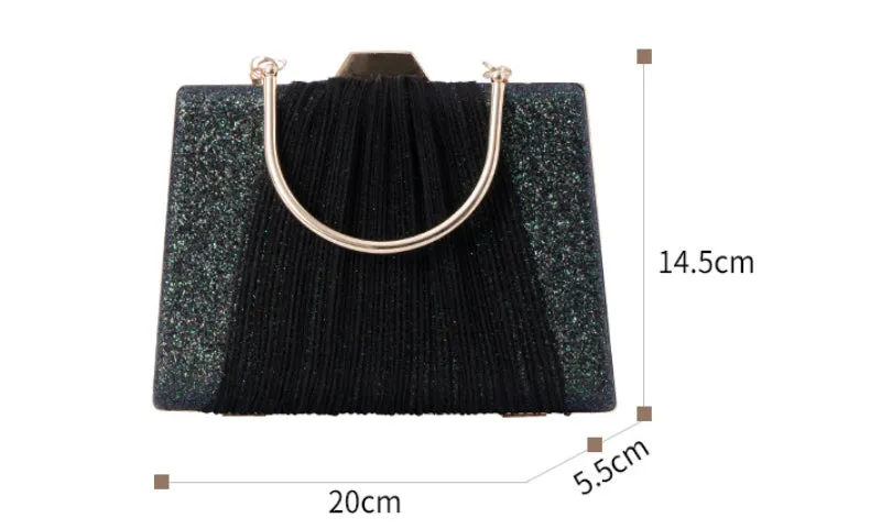 Glitter Drape Pleat Evening Clutch Bag detail 13