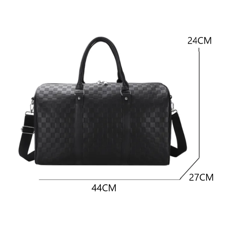 Plaid Embossed PU Leather Sports Travel Bag detail 14