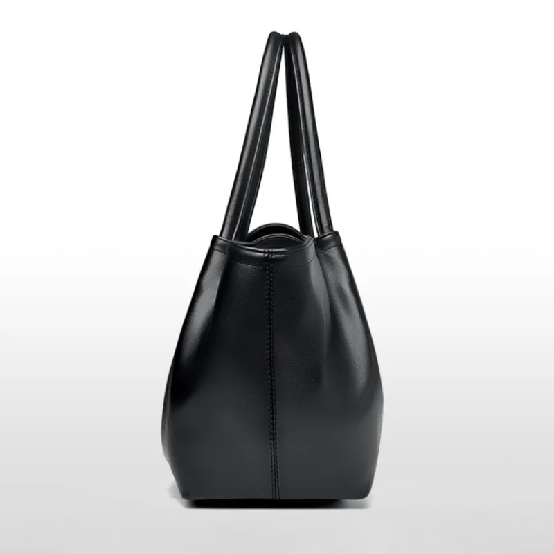 Pleat Style Genuine Leather Shoulder Bag image 3