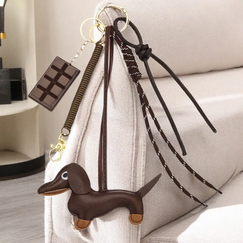 Leather Dachshund Puppy Bag Charm image 5