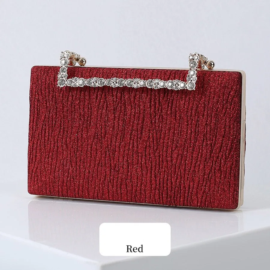 Pleated Diamond Oxford Cloth Evening Clutch