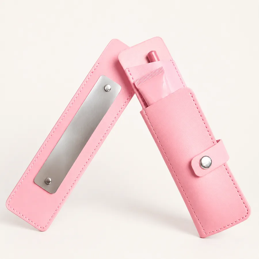 PU Leather Makeup Pouch with Mirror image 3