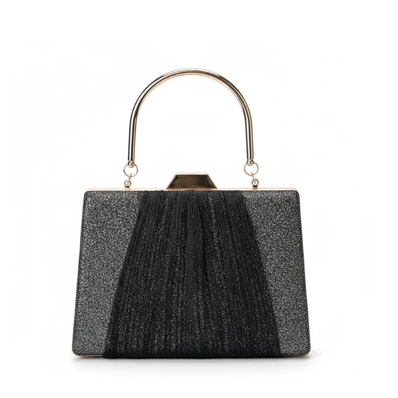 Glitter Drape Pleat Evening Clutch Bag image 2